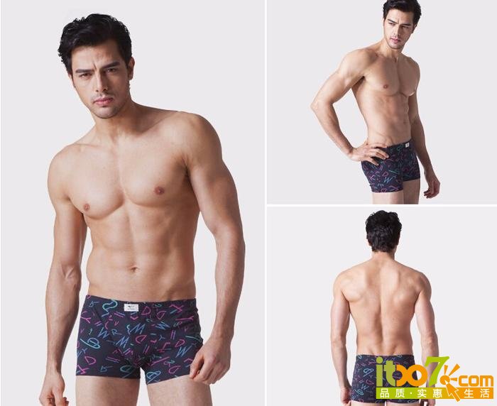 吸湿透气!<em>七匹狼 男式 纯棉</em>平角<em>内裤</em>(4条装) 天