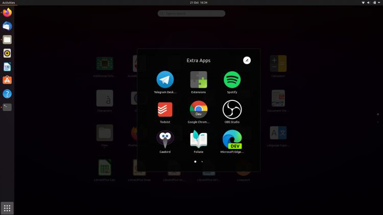 Ubuntu 20.10：应用文件夹