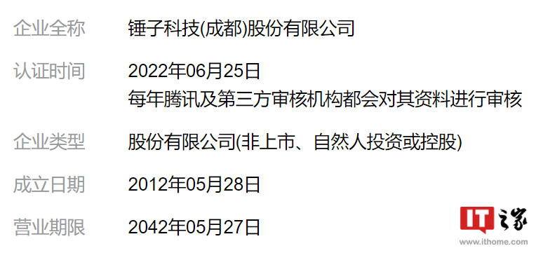微信认证信息