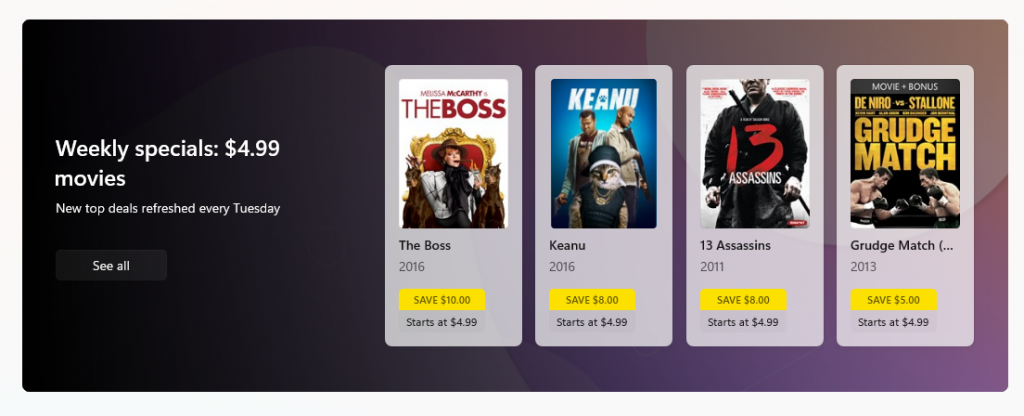 更新了 Microsoft Store 中的定价设计。