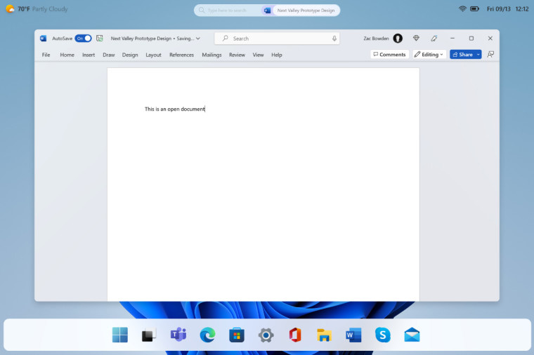 A mockup of the UI for the upcoming Windows Next Valley