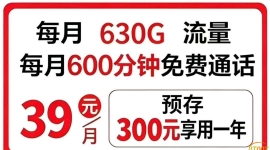 39元，630G套餐。来聊。