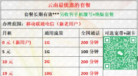 云南最便宜的手机+宽带套餐，话费贵的赶紧来看看
