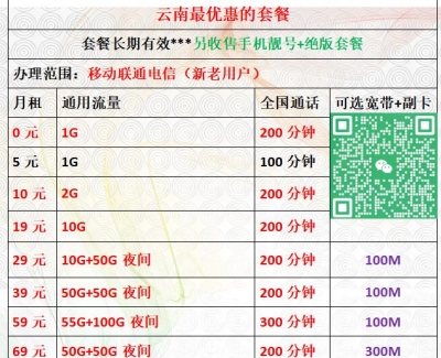 云南最便宜的手机+宽带套餐，话费贵的赶紧来看看