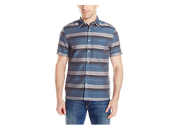 [海淘]Perry Ellis 亚麻混纺 Plaid Linen 男士短袖衬衫   14.99美元