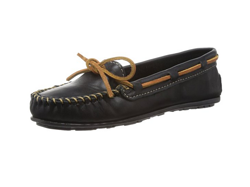 [海淘]MINNETONKA 迷你唐卡 Smooth Leather 女款真皮休闲鞋（黑色）$24.98
