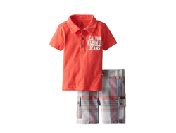 [海淘]Calvin Klein Polo with Plaid Cargo 男童套装$14.52+$3.98直邮中国（约￥115）