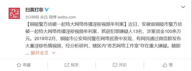 通过微信群发布大量淫秽色情视频，13人被抓