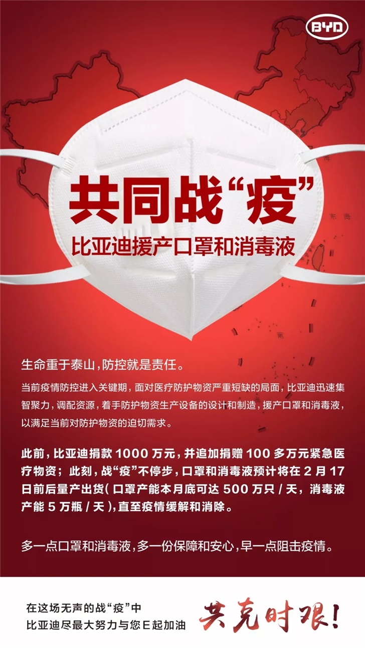 富士康之后，比亚迪开始生产口罩
