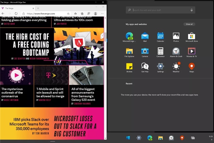 图文体验：微软全新双屏操作系统Windows 10X初探