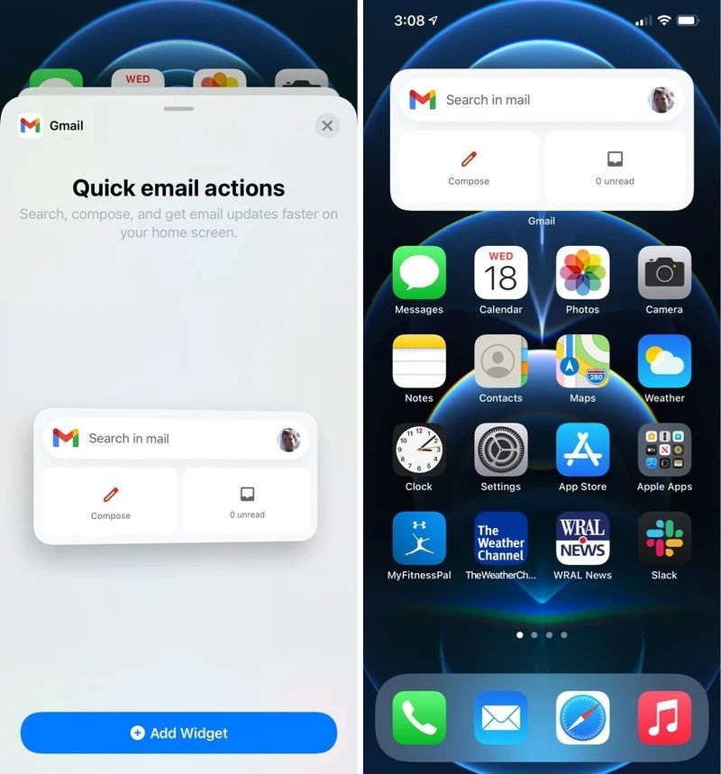 谷歌 Gmail、QQ 邮箱现已支持苹果 iOS 14 小组件功能
