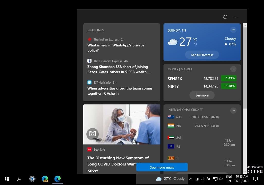 微软 Win10 全新任务栏功能上手体验：新闻、天气消息显示