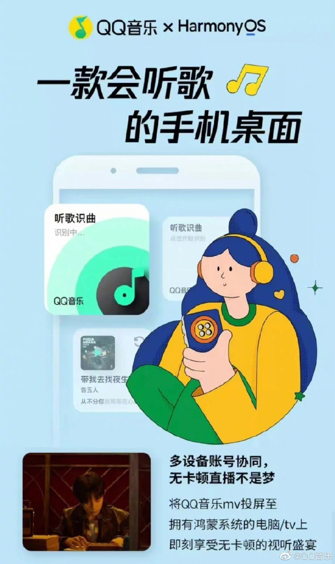 腾讯 QQ 音乐已支持华为鸿蒙 HarmonyOS“万能卡片”，不同设备间音乐跨端流转等无缝听 ...