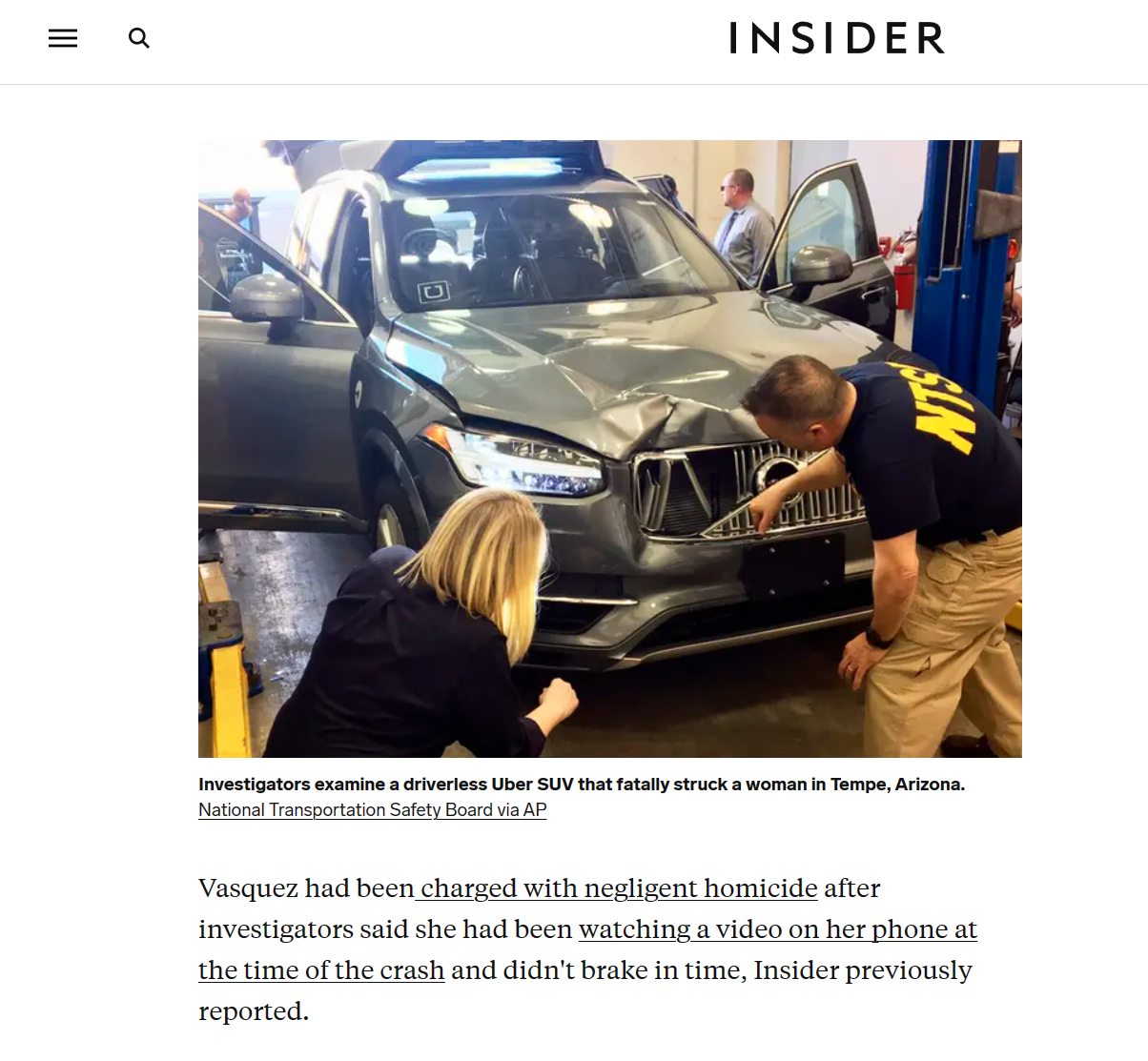 Uber 安全员在世界首例致命自动驾驶车祸中认罪，判处三年缓刑