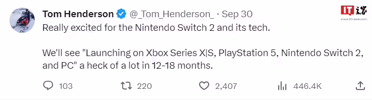 消息称 12-18 个月内有大量游戏在任天堂 Switch 2 上发布