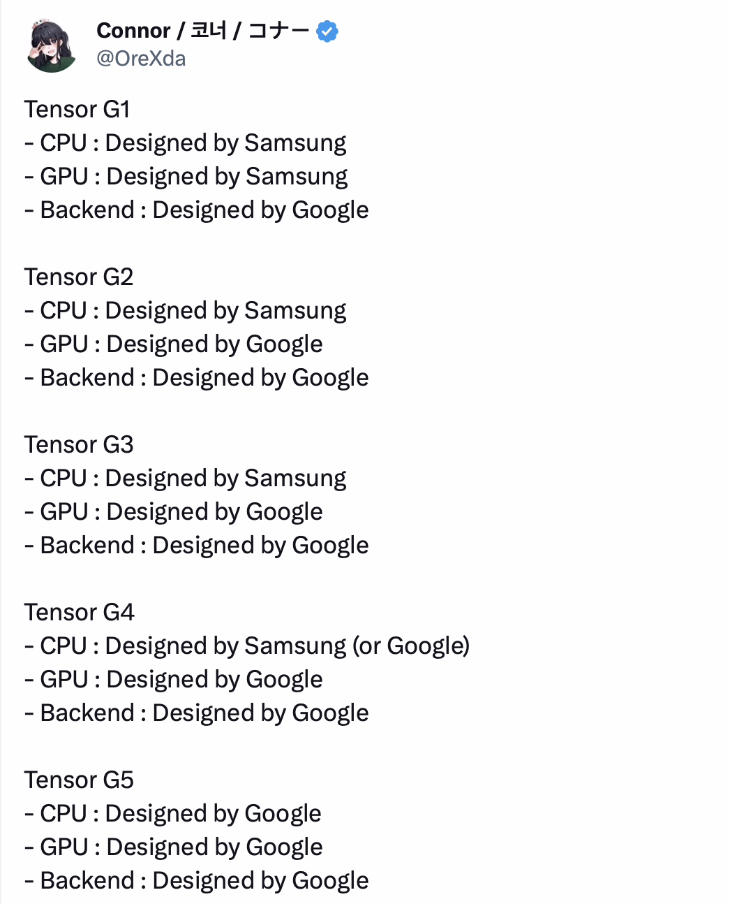 消息称谷歌 Tensor G5 芯片将拥有定制 CPU 及 GPU，G4 只是“小幅升级” ...