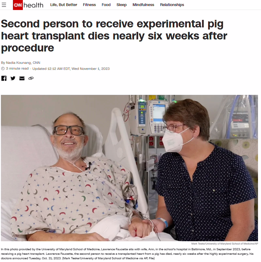 世界第二例猪心脏移植患者 6 周后去世，比第一例存活时间更短 ...