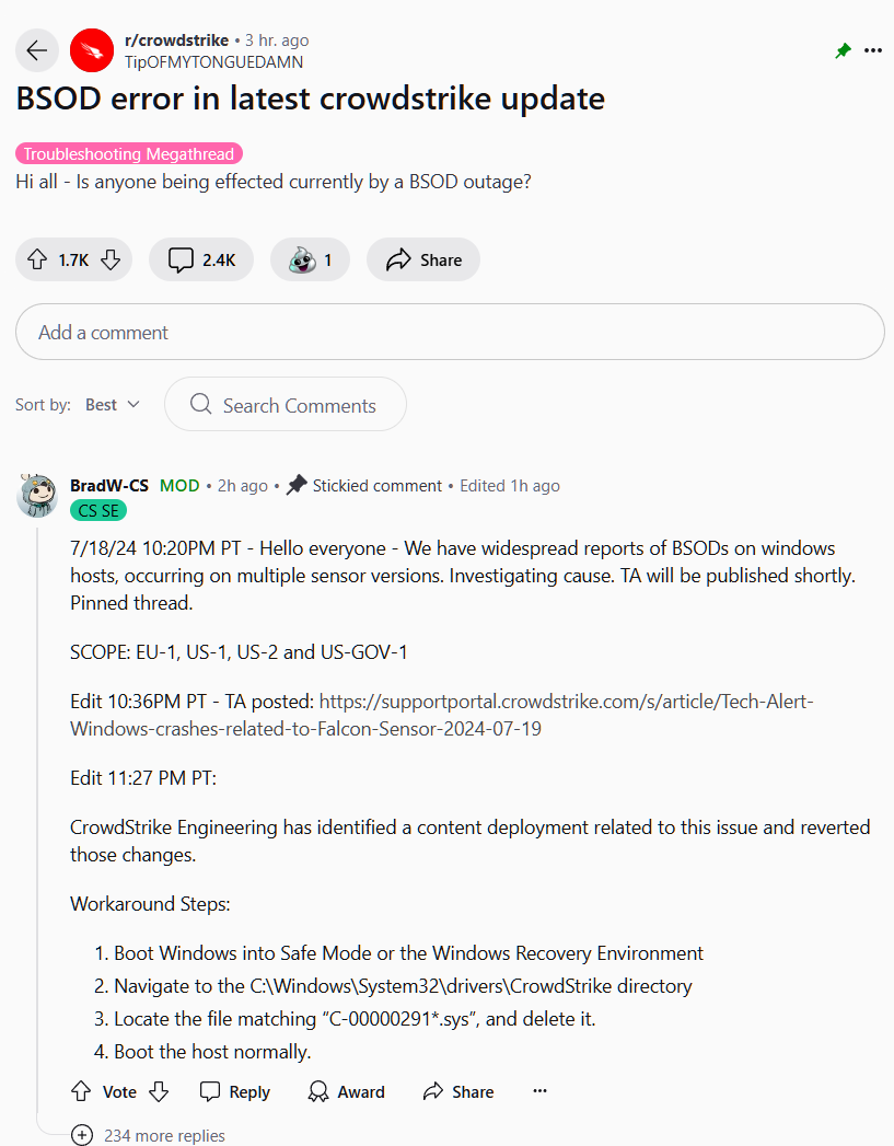 CrowdStrike 回应全球多地 Windows 电脑蓝屏：与“内容部署”有关 ...