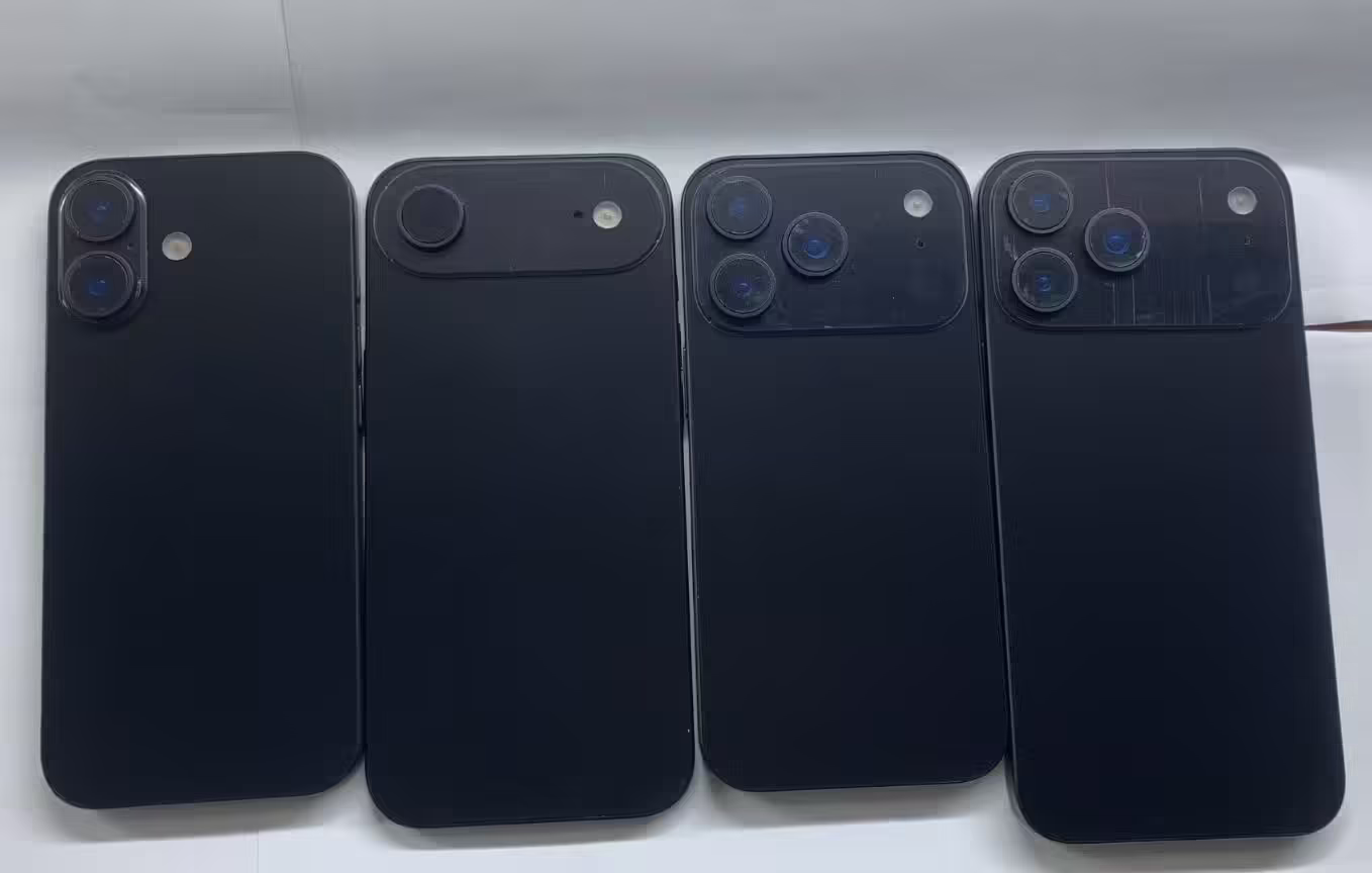 苹果iPhone 17系列机模全家福曝光：标准版沿用经典、Air配长条跑道、Pro为横向大矩阵 ...