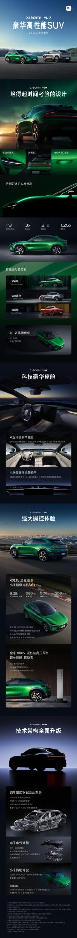 小米 YU7 预发布：全系 800V/中大型纯电 SUV 续航第一，7月上市，“不可能”19.9万元 ...