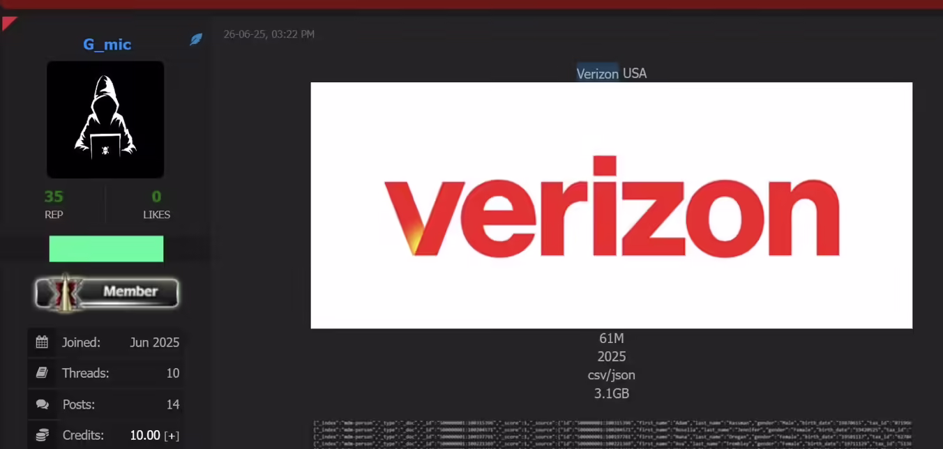 美国两大运营商 Verizon / T-Mobile 上千万条用户信息遭黑客兜售，公司予以否认 ...