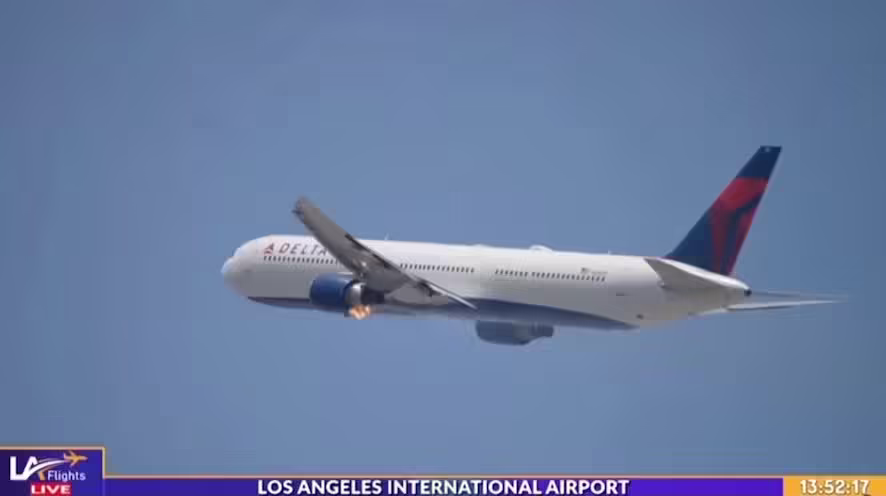 起飞后引擎突然起火，达美航空一波音 767 客机紧急返航洛杉矶 ...