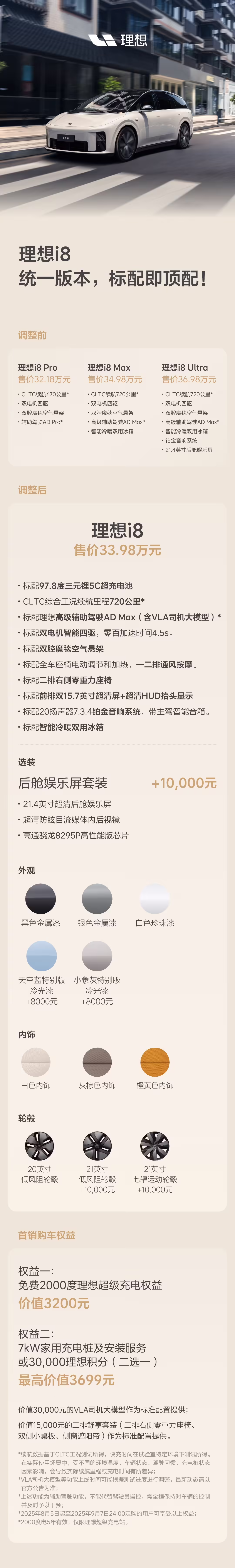 33.98 万元：理想 i8 宣布改为统一版本，标配车载冰箱，赠送铂金音响 ...
