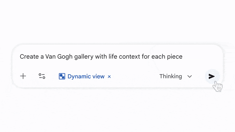 An experimental “Dynamic View” in the Gemini App creates a webpage-like experience for certain queries.