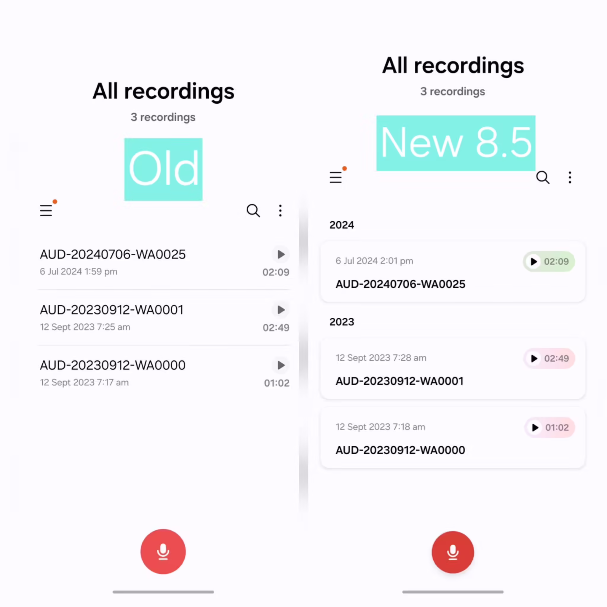 Samsung Voice Recorder App on One UI 8.5 2