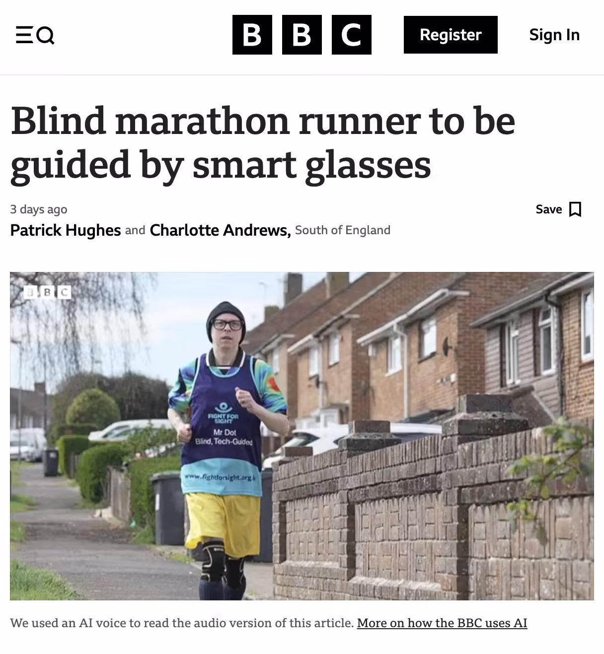 英国视障跑者挑战马拉松，将借助智能眼镜“看”到赛道、辨别方向 ...