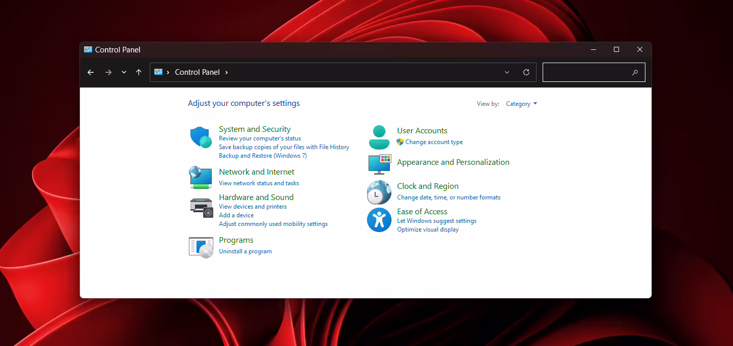 Control Panel in Windows 11