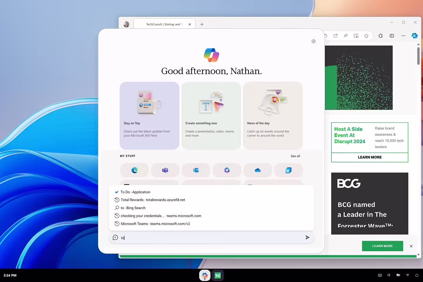 Opening MS To Do in Copilot OS