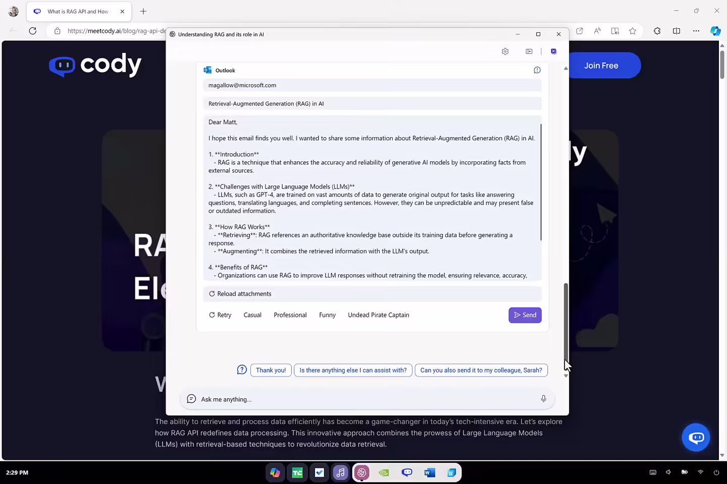 Outlook in Copilot OS