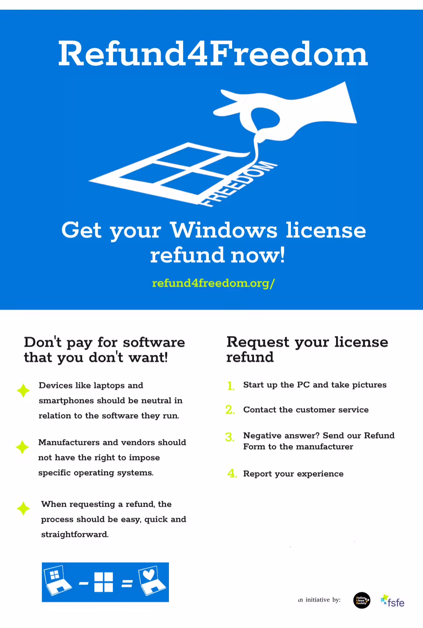 向预装 Win11 说不：欧洲掀起 Refund4Freedom，最高单笔返还 150 欧元 ...