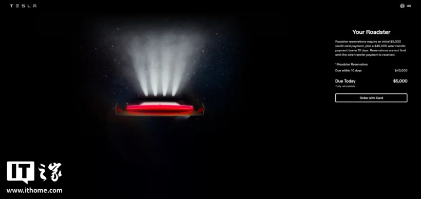 订金 5 万美元，新一代特斯拉 Roadster 重新开放预订