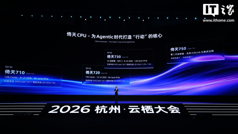 阿里平头哥首次公布 CPU 规划：将推倚天 720、730、750 三代芯片，单核性能持续提升