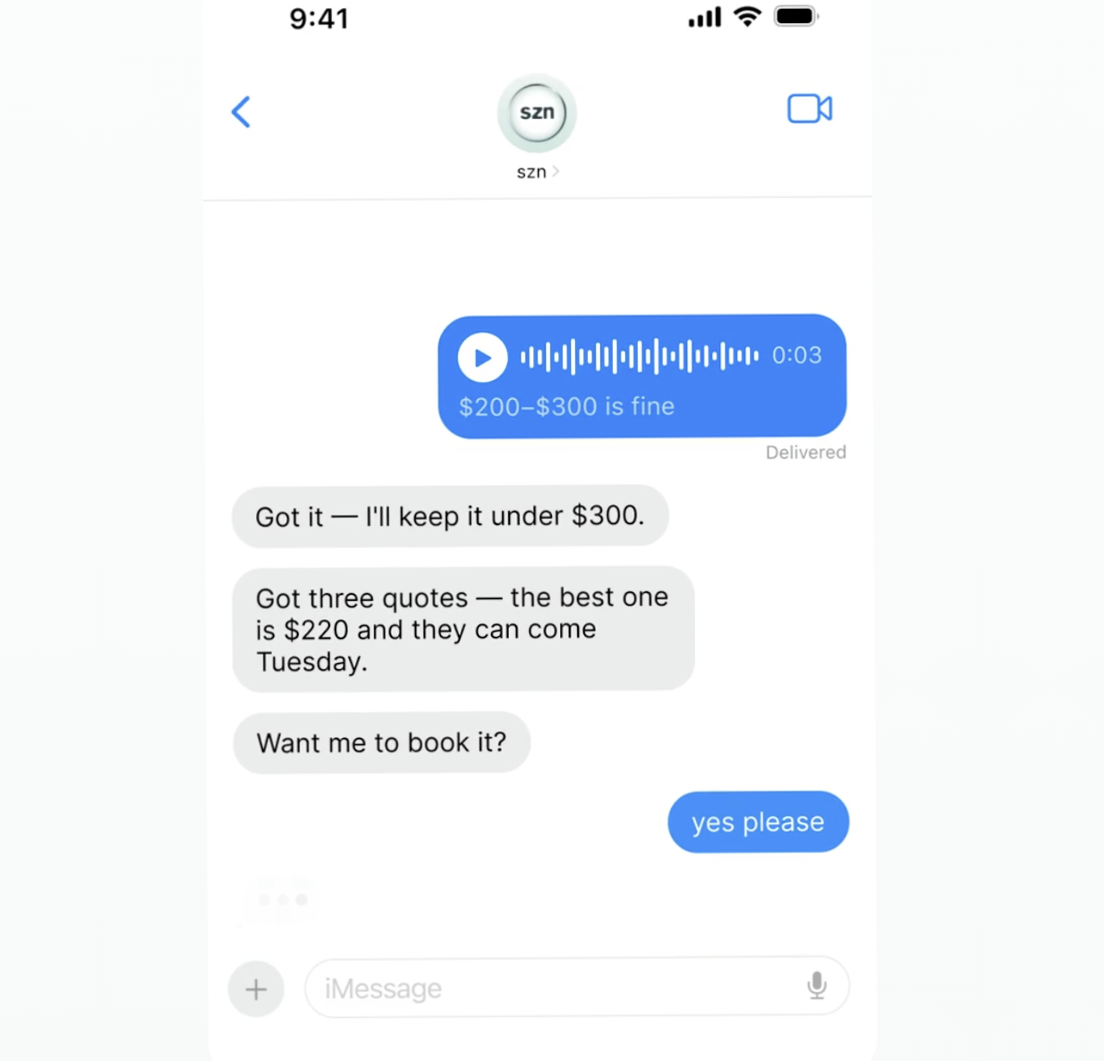 前苹果 Siri 工程师推出 AI 智能体 szn，可在 iMessage 中与用户互动