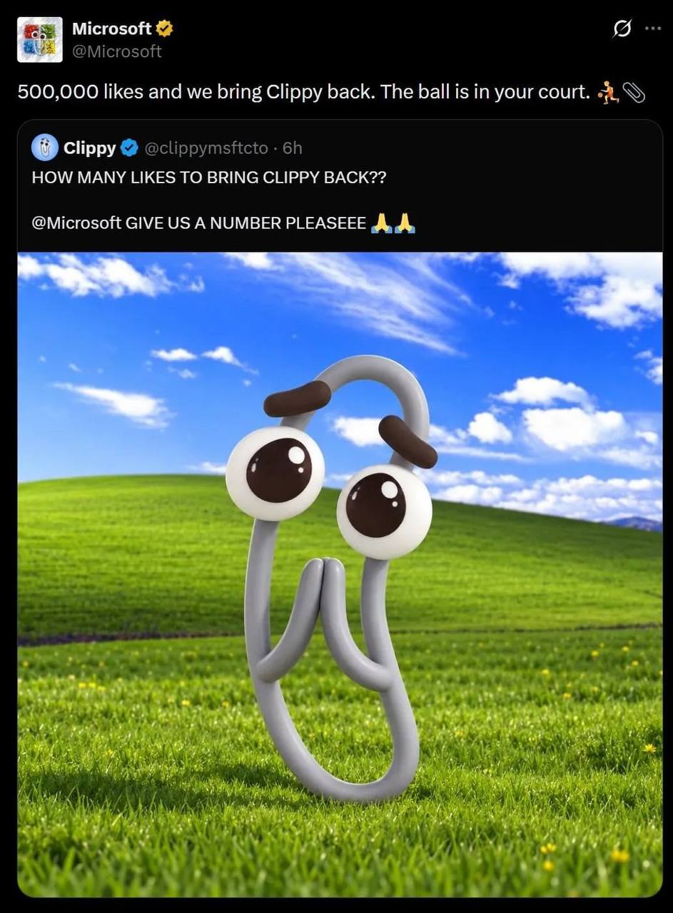 微软官方 X 账号被劫持约 30 分钟，攻击者借“点赞 50 万回归 Clippy”炒作加密代币