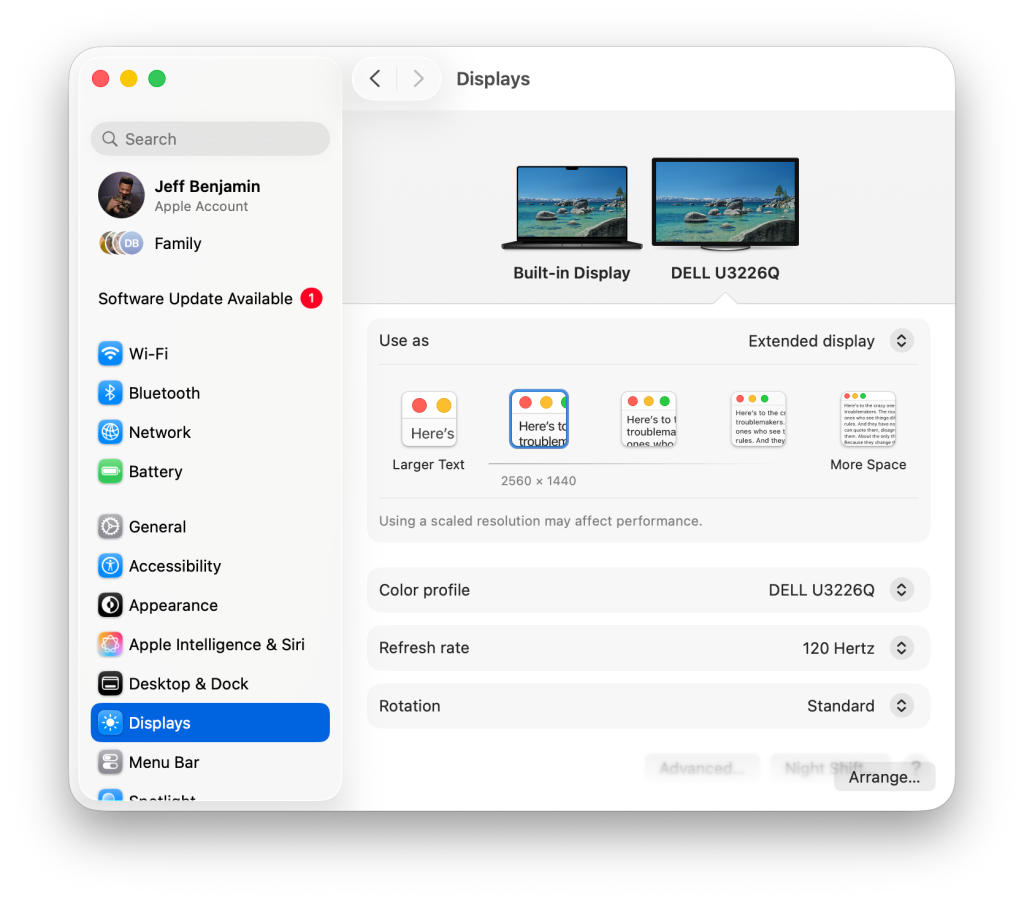 苹果 macOS 27 优化支持第三方显示器，可同时开启 HDR 与 2560×1440 分辨率